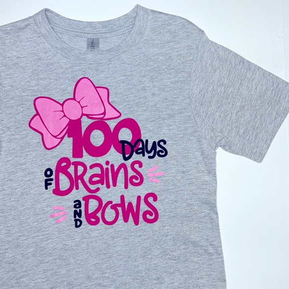 ❤️3/$25 (XS-4/5) 100th Day of School Tee 100 Days of Brains and Bows - Picture 7 of 11